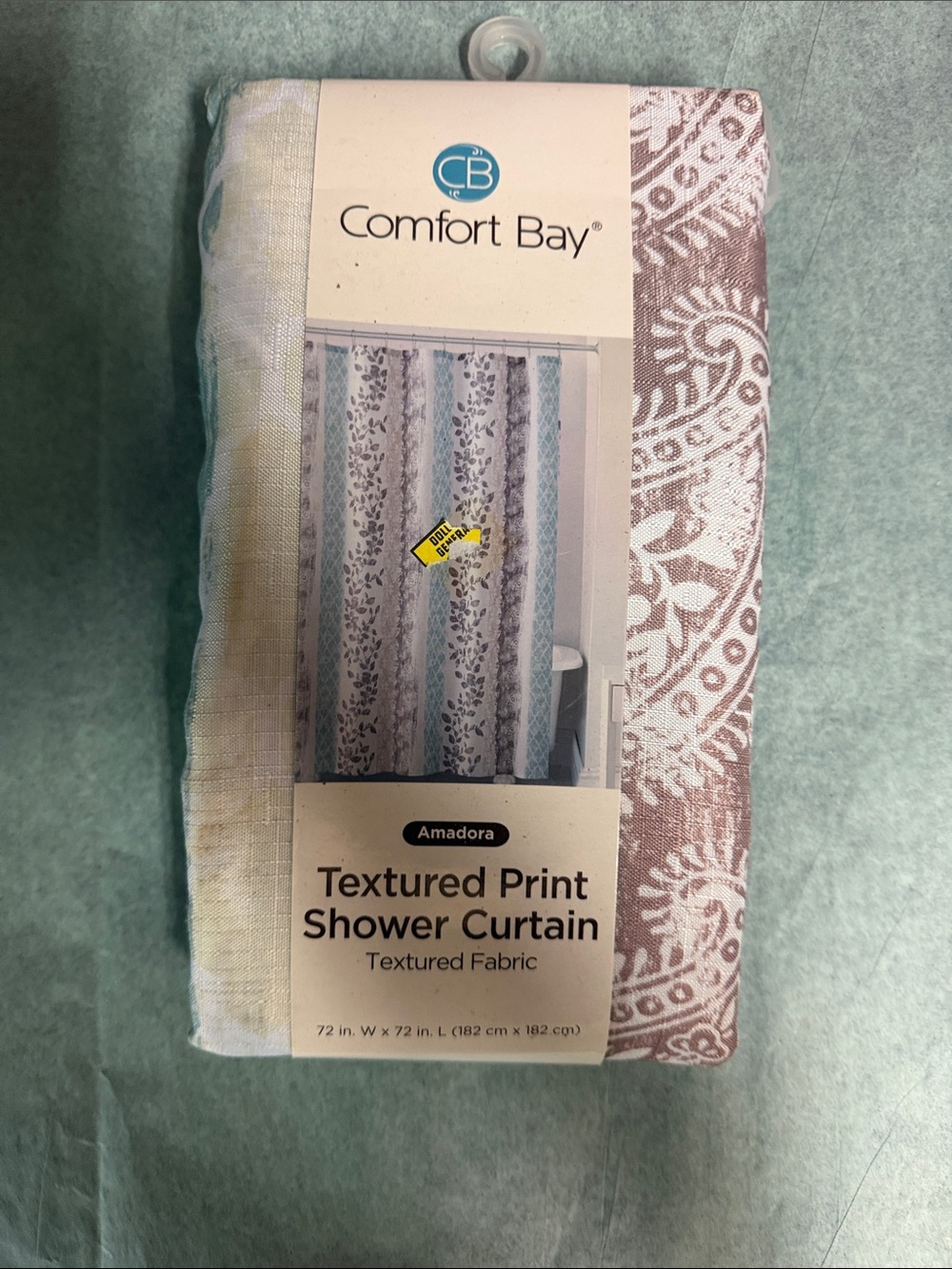 Comfort Bay Textured Paisley Shower Curtain - Taupe & White